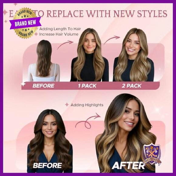 10 Inch Clip-In Human Hair Extensions, 6pcs 31g Straight, Add Volume Length